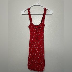 Floral Print Red Dress